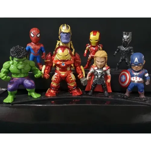 8 Miniaturas Marvel - avengers, homem de ferro, thanos, action figure, boneco, figura