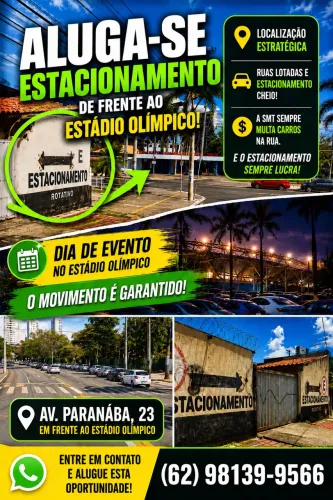 Aluga-se ESTACIONAMENTO de frente o Estádio Olímpico