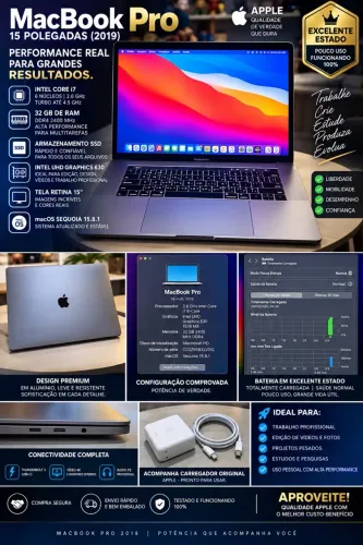 MACBOOK PRO 15 2019 ? I7 ? 32 GB ? SSD ? IMPECÁVEL