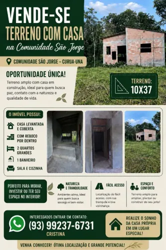 Vende-se terreno com casa na comunidade São Jorge - Curuá-una