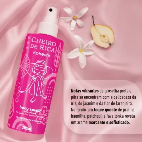 Kokeshi Corporal Body Splash Cheiro de Rica Kokeshi Perfume Floral e Frutado Desodorante C
