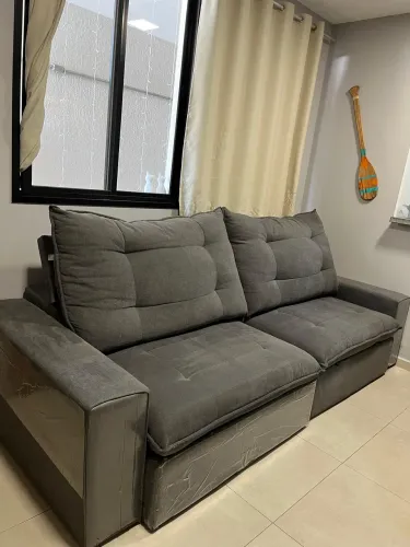 Sofá Cinza Grafite Linho 4 lugares 2,9 metros