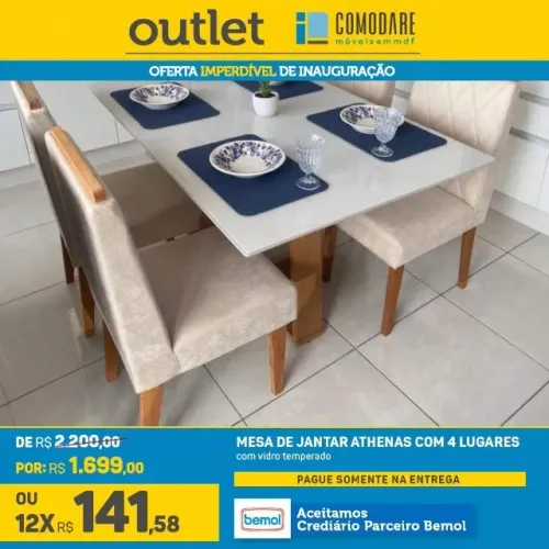 Mesa Athenas 4 Lugares R$ 1.699