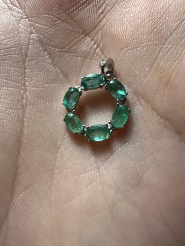 Colar/corrente prata 925 com pingente de esmeralda