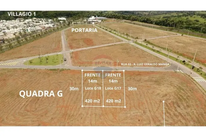 Terreno com 14 metros de frente, 30 metros de lateral, no condomínio Vilagio Jardim, com e