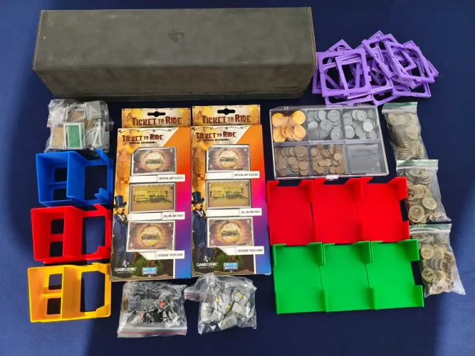Acessórios 3d, Sleeves, Deck Helder, Deck box e Moedas de metal para Board game