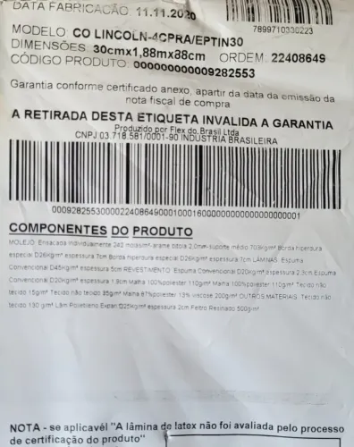 Colchão Solteiro Simmons Beautyrest Lincoln Firme (Molas Ensacadas) - Impecável!