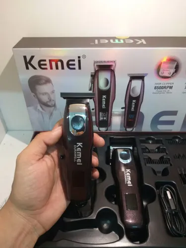 Máquina de corta cabelo profissional kemei 2em1 