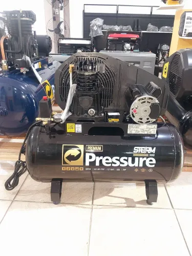 Compressor Pressure de 100L com ligação e kit vibraless 2hp e 140Libras (Loja)