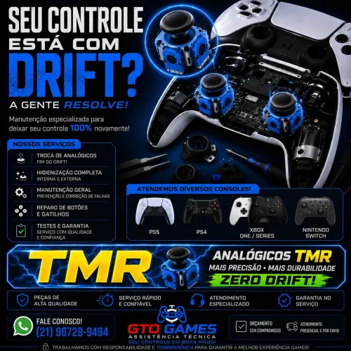 Controle de PS5 e Xbox analógicos TMR