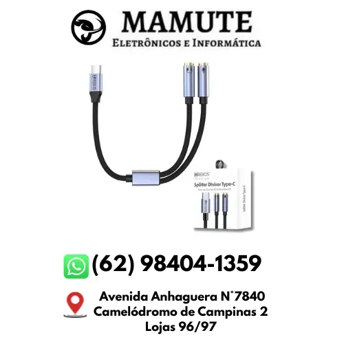 Cabo Adaptador Divisor De Áudio Usb-c Fone E Microfone P2 