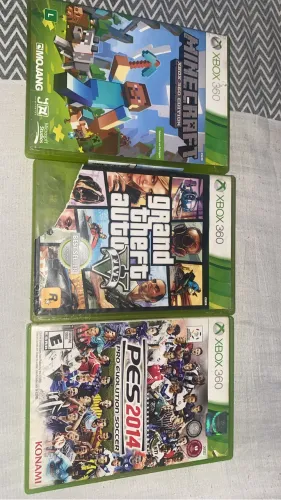 TRES JOGOS XBOX 360: PES 2014, GTA 5 e MINECRAFT