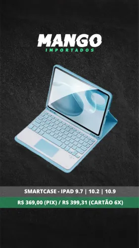 Capa com Teclado para iPads 7, 8, 9, 10 e 11 - Azul 