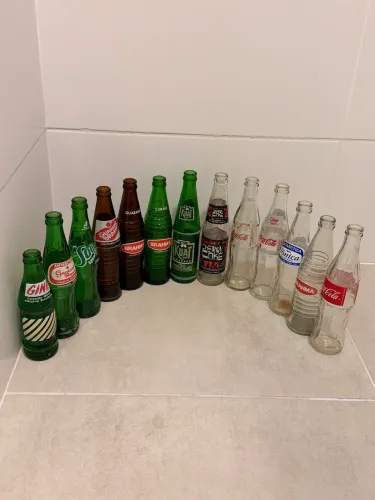 Lote garrafas antigas Coca, Guarana, Soda, Cherry Coke, Kuat, Gini