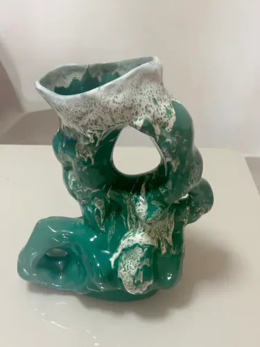 Vaso em cerâmica esmaltada - orgânico, biomórfico, grande
