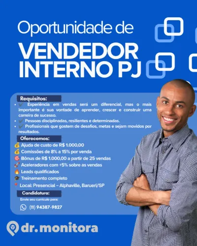 Vendedor Interno PJ ( Presencial em Alphaville Barueri)