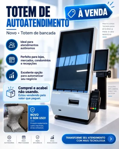 Totem de Autoatendimento Touchscreen Novo - Loja, Mercado e Comércio