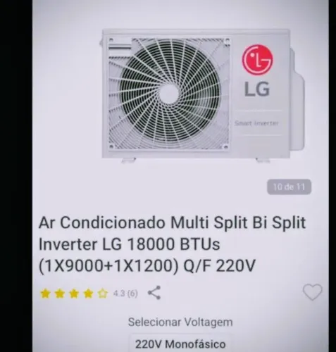 Ar Condicionado Inverter 9000 + 12000 Btus LG Dual Inverter