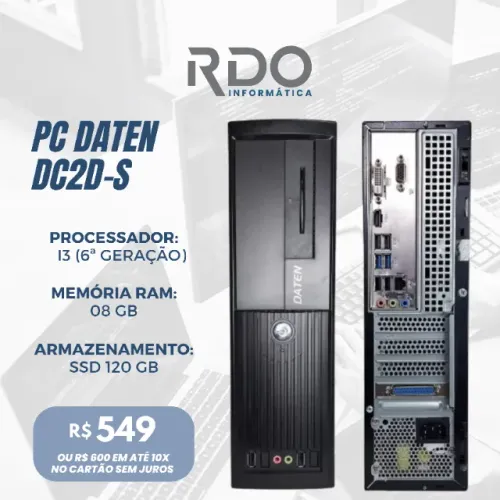 PC Daten DC2D-S i3 6ª Geração 8GB RAM SSD 120GB - Ideal para trabalhar e estudar