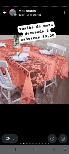Toalha de mesa renda p 6 cadeiras