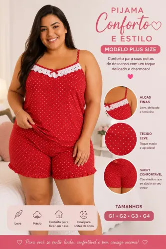Pijama plus size por vermelho