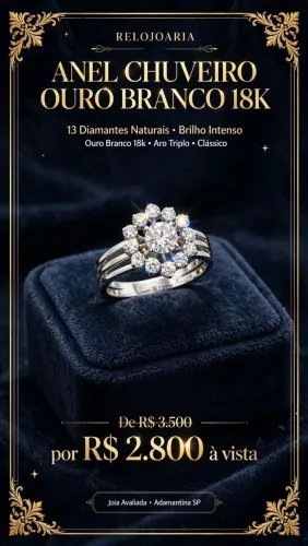 Anel solitário em ouro branco e diamante