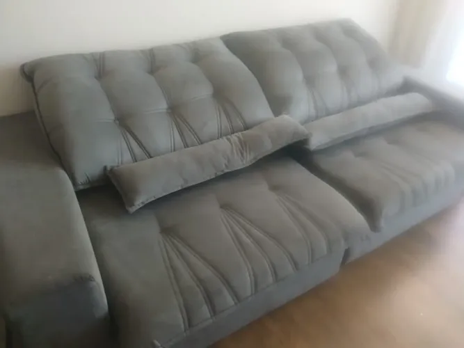 Sofá Reclinável Retrátil Zurique - 2,50 mts - Cinza com molas - Excelente estado