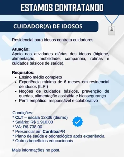 ?Vaga - Cuidador(a) de Idosos