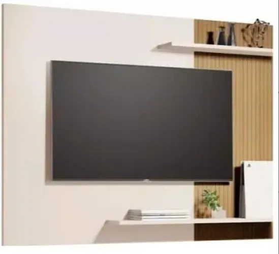 Painel Para TV até 50" Menfis Off White Nature Ripado -FAZEMOS ENTREGA!