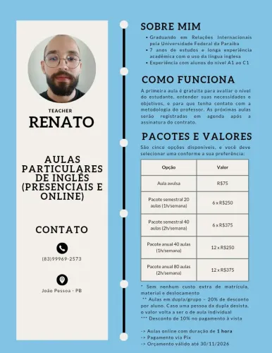 Professor particular de inglês