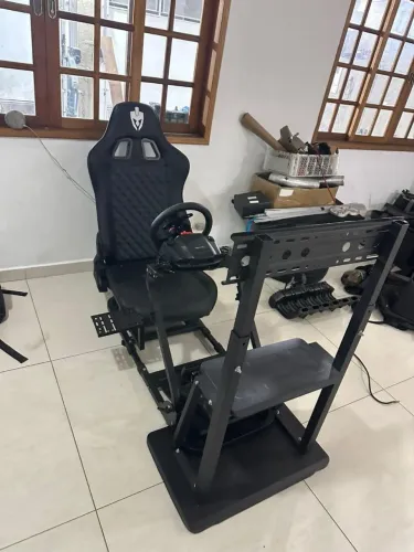 Cockpit Simulador de Corrida Completo - Banco Gamer + Volante + Pedais + Estrutura