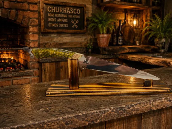 Faca de churrasco picanheira em aço inox artesanal