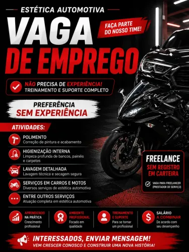 Vaga emprego (Estética automotiva) Mongaguá