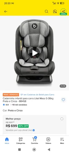 Cadeirinha de carro infantil