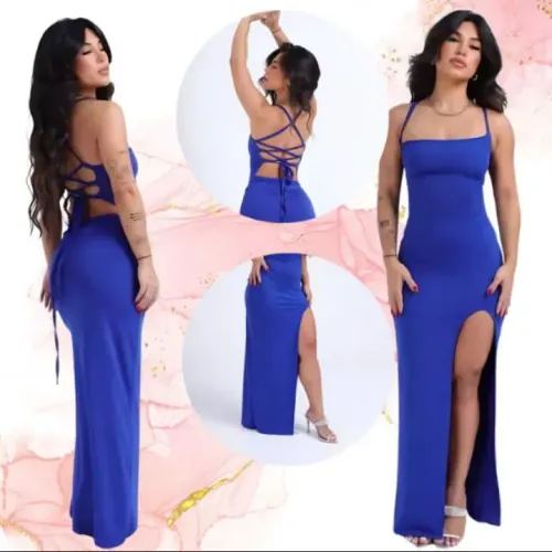 Vestido longo colado com Fenda