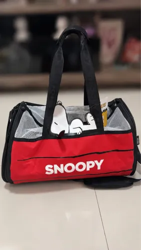Bolsa de Transporte Lateral Up4You Snoopy com Alça Vermelha para Caes e Gatos