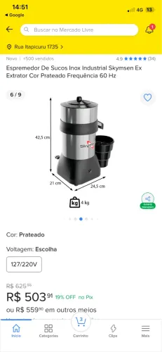 Expremedor de laranja industrial bivolt
