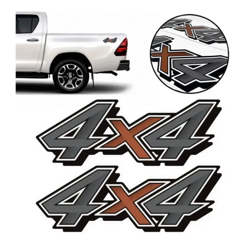 Par De Adesivos 4x4 Para Hilux Emblema Lateral