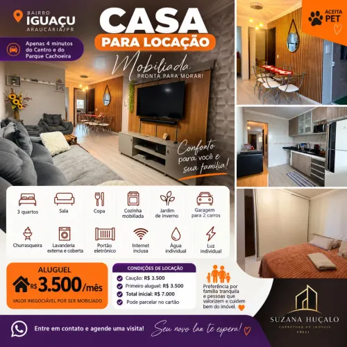 Aluga casa mobiliada em Araucária
