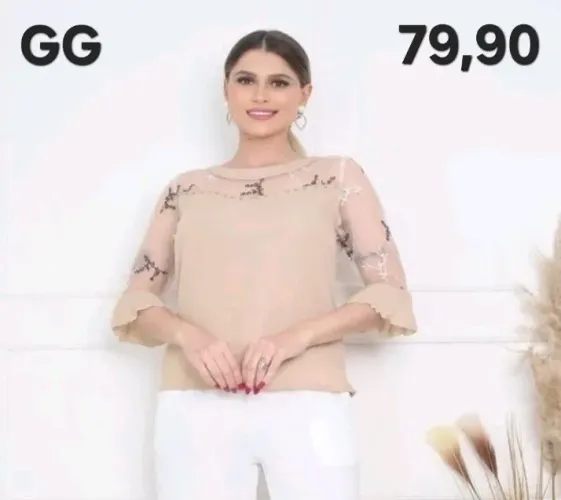 Linda Blusa Bege Feminina GG