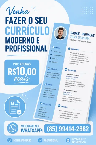 Currículos Modernos e Profissionais R$10,00