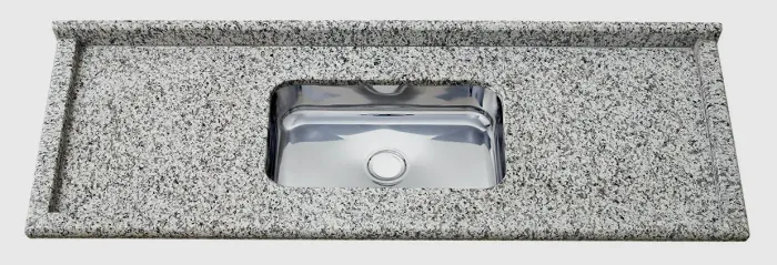 Pia Cozinha Granito Ocre Natural 150cm + Cuba INOX N° 2 + FRONTÃO DE 10CM