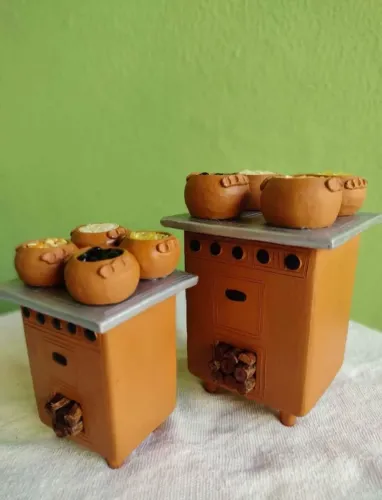 Decoração miniatura fogão de barro 