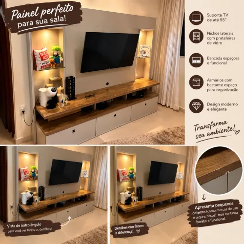 painel com rack luxo