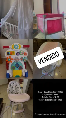 Berço de bebê, chiqueirinho, andador