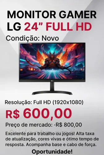MONITOR GAMER LG 24" FULL HD