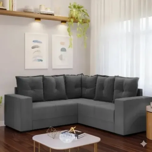 Oferta sofa de canto veludo cinza 