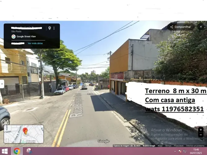 Terreno 8 x30 m vila Curuça Ótima Localização -Vila Curuça