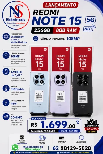 Xiaomi Redmi Note 15 5G NFC 8+256 Lacrado Entregamos Grátis Garantia