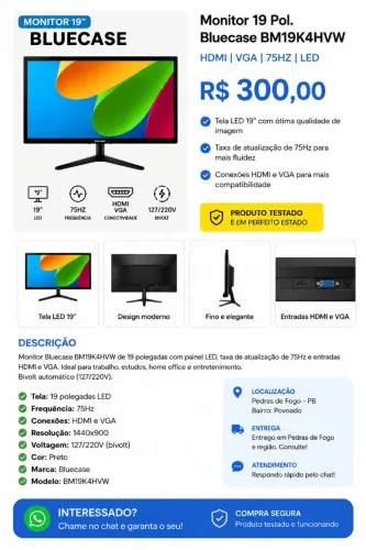 ?Monitor Bluecase 19" LED - 75HZ?